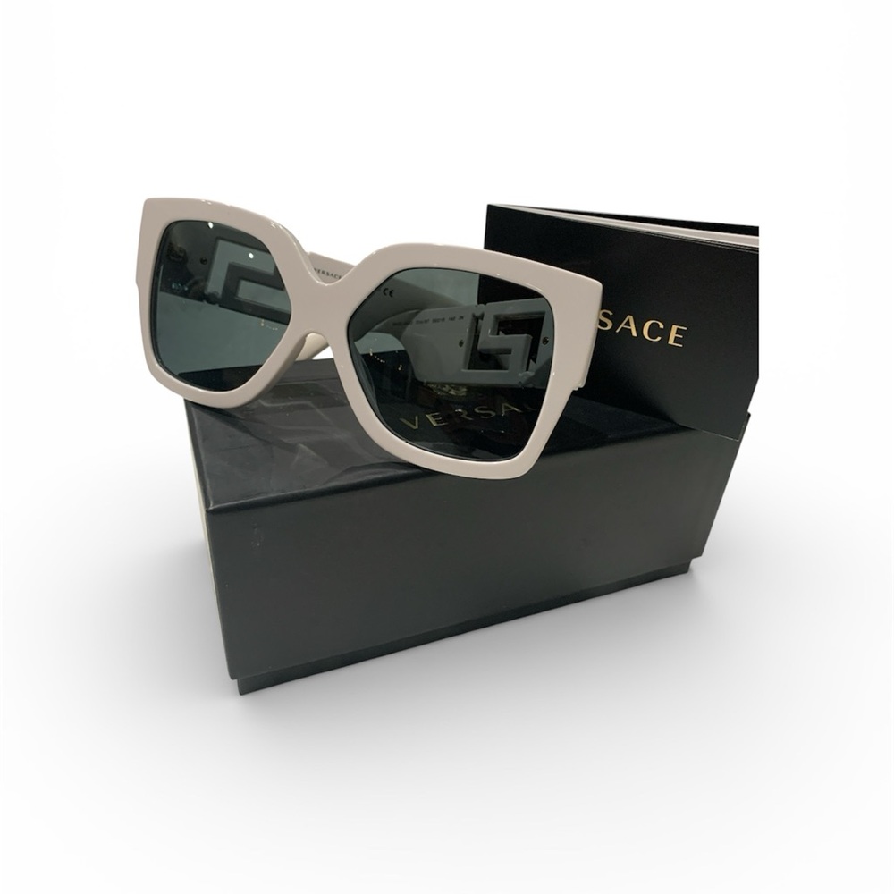 Versace Off-White Oversized Butterfly Sunglasses with Dark Gray Lenses
